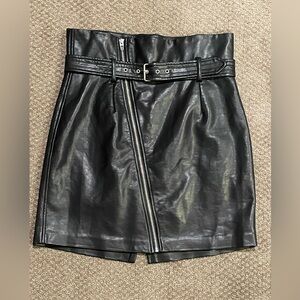 Blank NYC Black Faux Leather Paper-bag Mini Skirt